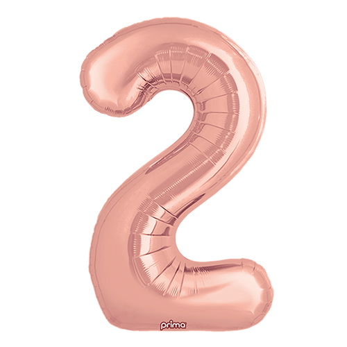 1 alu 34" Chiffre '2' Rose Dorée - Prima