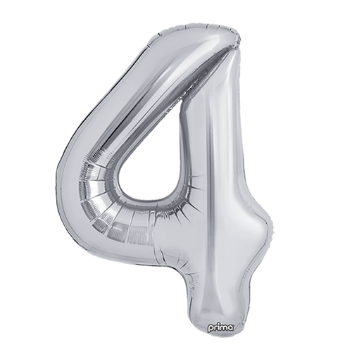 1 alu 34" Chiffre '4' Argent - Prima