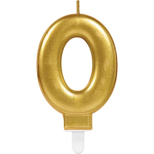 1 Bougie Chiffre 0 Or 9.3Cm - Amscan