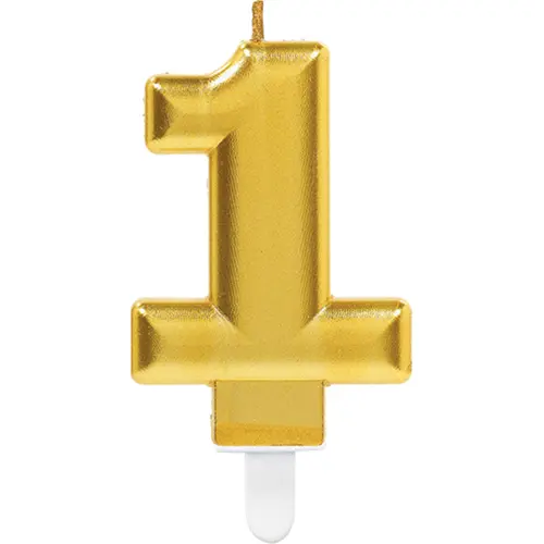 1 Bougie Chiffre 1 Or 9.3Cm - Amscan