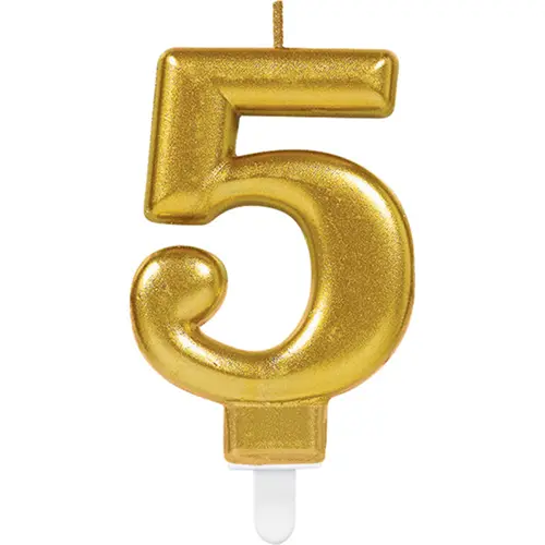 Bougie Chiffre 5 Or 9.3Cm *1 