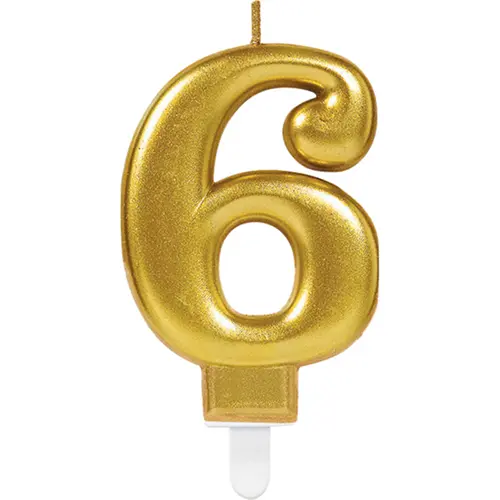 Bougie Chiffre 6 Or 9.3Cm *1 