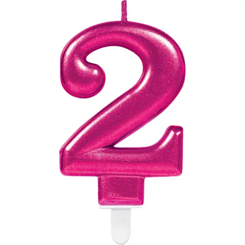 1 Bougie Chiffre 2 Rose 9.3Cm - Amscan