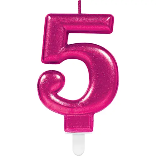 Bougie Chiffre 5 Rose 9.3Cm *1 