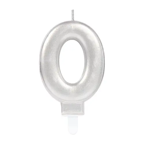 1 Bougie Chiffre 0 Argent 9.3Cm - Amscan