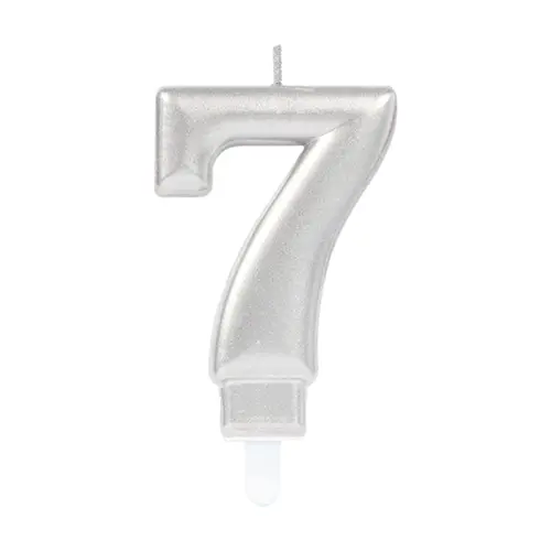 1 Bougie Chiffre 7 Argent 9.3Cm - Amscan