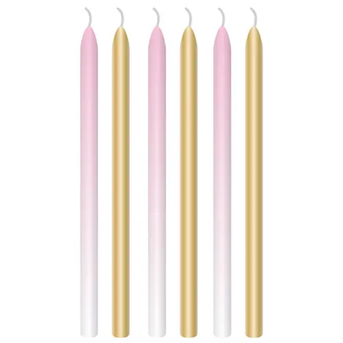Lot de 6 Bougies Rose Ombre 12cm