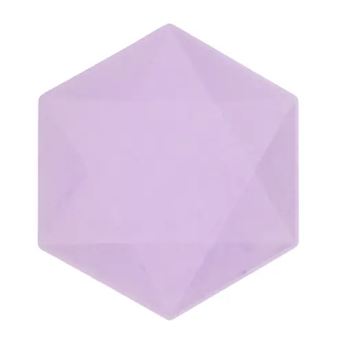 Lot de 6 Assiettes Hexagonales Décor Violet 26cm