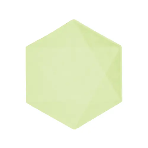 Lot de 6 Assiettes Hexagonales Décor Vert 20cm