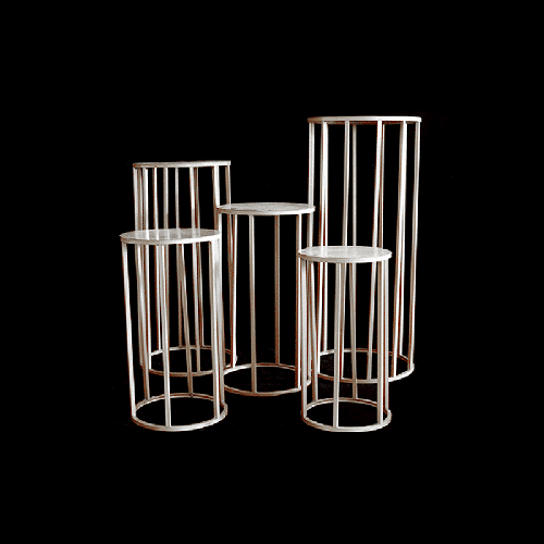 Lot de 4 Table Dessertes Hexagonale Vide Blanche – Borosino - FDS