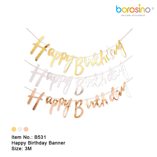 Produit gratuit - 1 Bannière Happy Birthday Rose Doré – Borosino - FDS