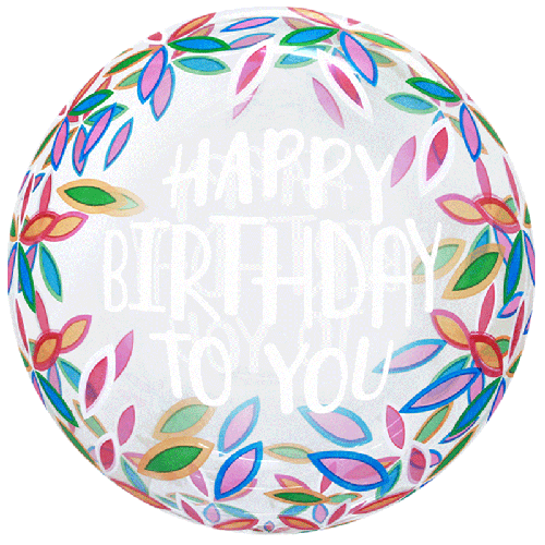 Printed Bubble 20" Happy Bday Colorful Leaves - FDS