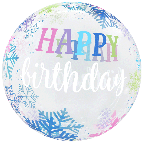 Printed Bubble 20" Happy Bday Flocons - FDS