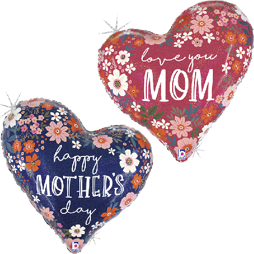 Mothers Day Floral Heart 2Faces 35" - Grabo - FDS