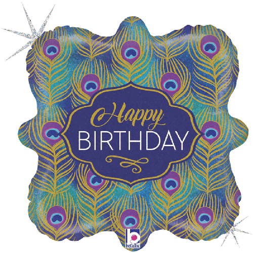 Glitter Peacock Birthday 18" - Grabo - FDS