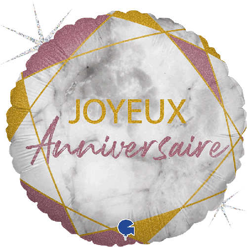 Marble Matte Joyeux Anniv Rose Gold 18" - Grabo FDS