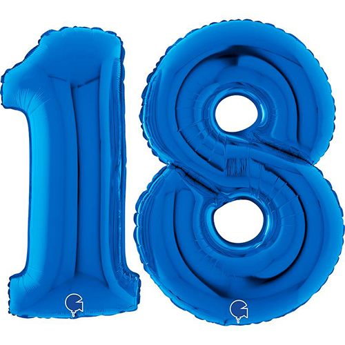 Set De Ballons 40" Chiffre '18' Bleu- Grabo