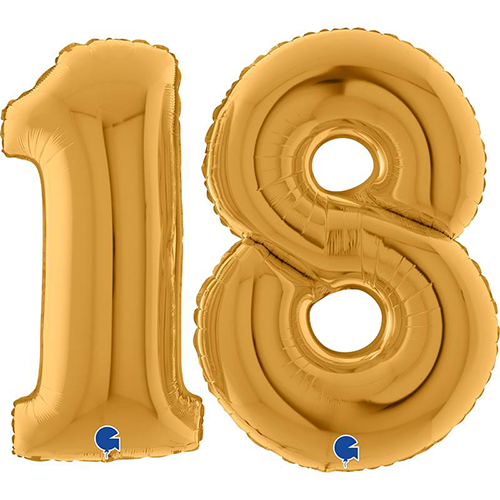 Set De Ballons 40" Chiffre '18' Dorée - Grabo