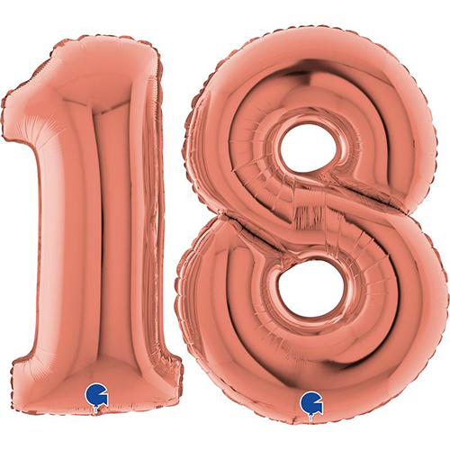 Set De Ballons 40" Chiffre '18' Rose Dorée - Grabo