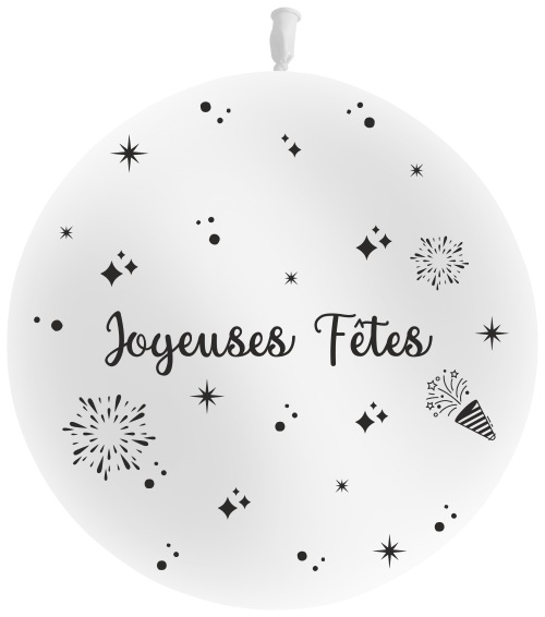 Géant Joyeuses Fêtes Blanc P20 Sens Air Imprimé en Noir