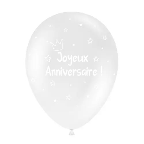 8 Bal HG95 TAT Anniversaire Kids Transparent IMP Blanc