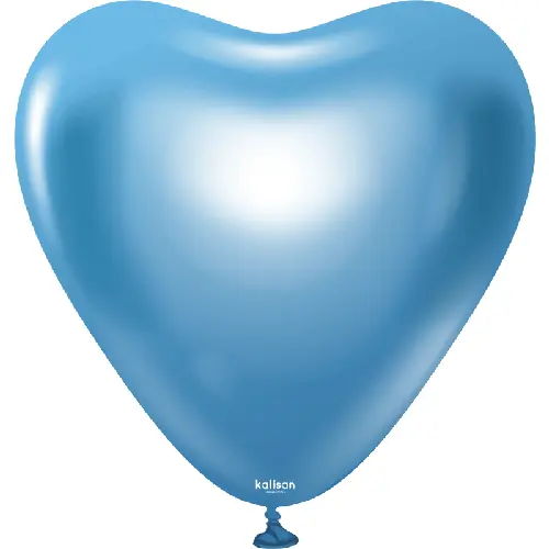 12"  Heart Mirror Blue Latex 25Ct - Kalisan