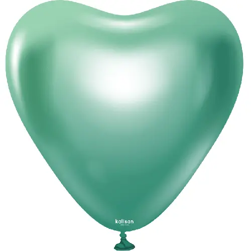 12"  Heart Mirror Green Latex 25ct FDS - Kalisan