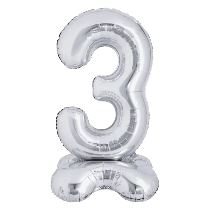 1 alu 40" Argent Standing Chiffre '3' - Prima