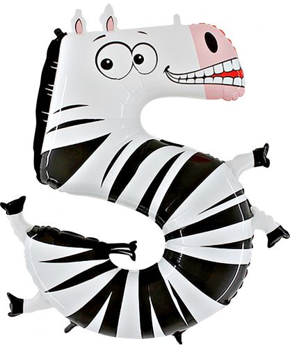 40" Number Animaloons '5' Zèbre - Grabo - FDS 
