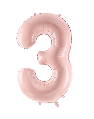 1 Alu Chiffre "3" Rose clair 28" ( 72cm )
