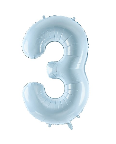 1 Alu Chiffre "3" Bleu ciel 28" ( 72cm )
