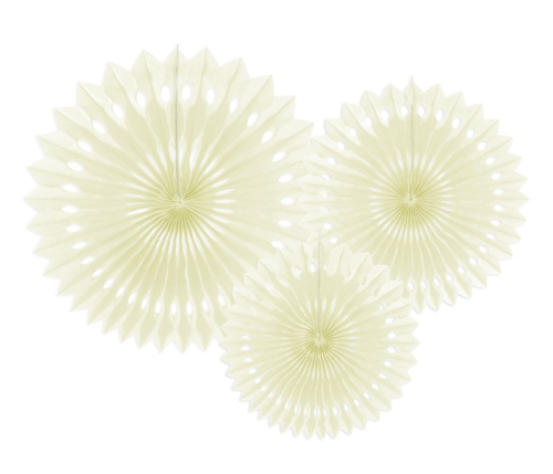 Lot de 3 Rosettes décorative de diamètre 20/25/30cm Crème 