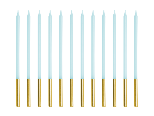 Lot De 12 Bougies Bleu clair de 14cm