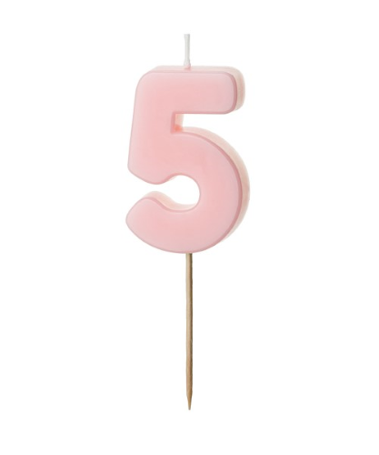 1 Bougie Rose numéro " 5 " de 5.5 cm 