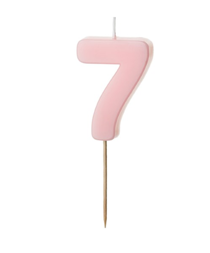 Produit gratuit - 1 Bougie Rose numéro " 7 " de 5.5 cm