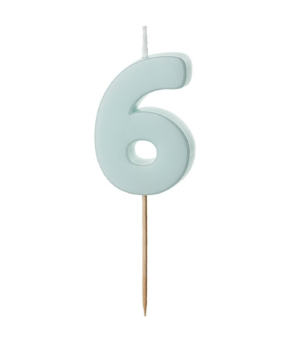 1 Bougie Bleu numéro " 6 " de 5.5 cm 