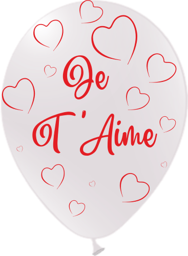 25 Ballons Hg112 blanc  Je t'aime coeur – Balloonia FDS  