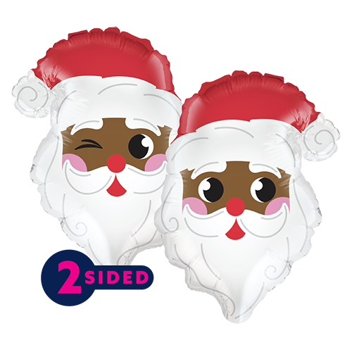 [PF-0044-11] 2 Alu 11" Air-fill Dark Skin Santa Head Shape - Prima