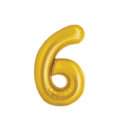 [PF-GLD6-16] Poche de 2 Alu 16" Chiffre '6' Dorée - Prima