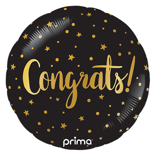 [PF-0160-18] 18" Rond Congrats Gold Stars - Prima