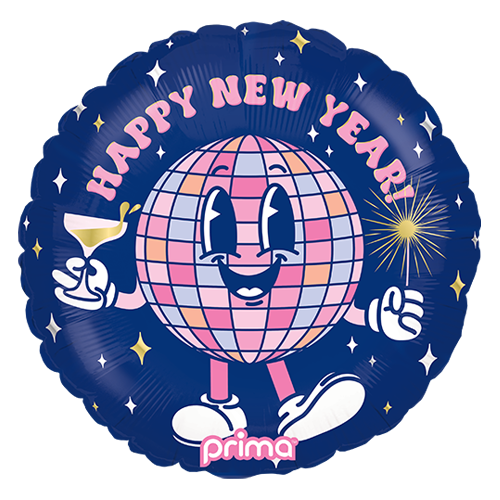 [PF-0022-18] 18" Rond Happy New Year Disco Ball Buddy - Prima