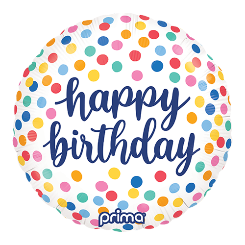 [PF-BDCF-18] 1 Alu 18" Rond Happy Birthday Colorful Confetti - Prima