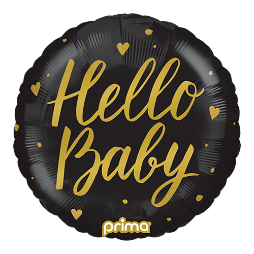 [PF-HBBK-18] 1 Alu 18" Rond Hello Baby Black - Prima