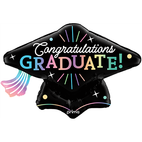 [PF-0146-34] 34" Congratulations Graduate Gradient Grad Cap - Prima