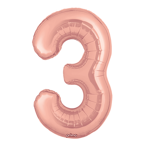 [PF-RGD3-34] 1 alu 34" Chiffre '3' Rose Dorée - Prima