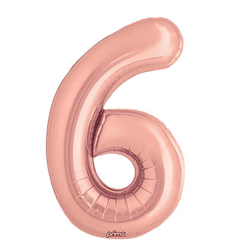 [PF-RGD6-34] 1 alu 34" Chiffre '6' Rose Dorée - Prima