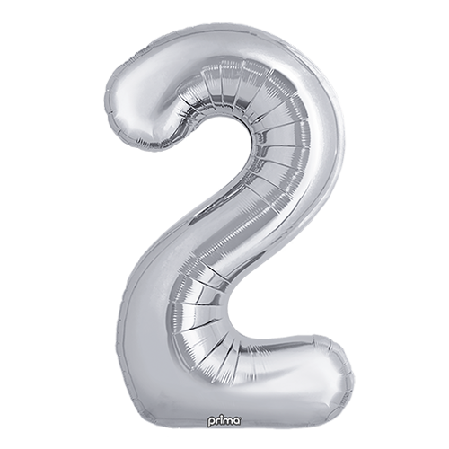 [PF-SLV2-34] 1 alu 34" Chiffre '2' Argent - Prima