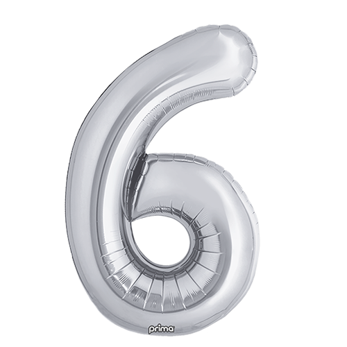 [PF-SLV6-34] 1 alu 34" Chiffre '6' Argent - Prima