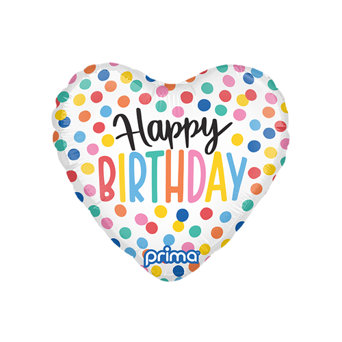[PF-BDCF-9] 1 Poche De 6 Alu Coeur Happy Birthday Confetti 9" - Prima