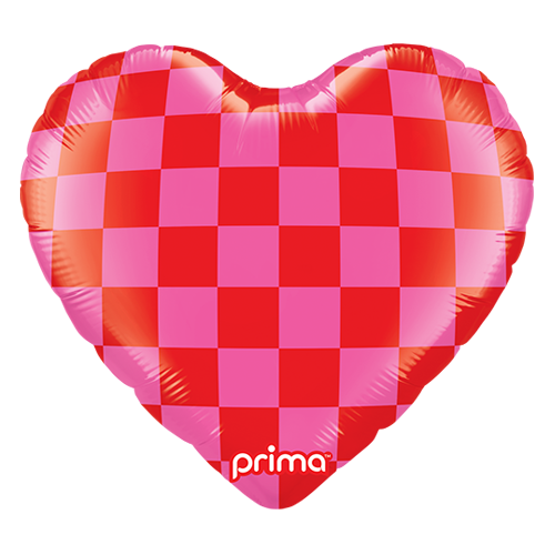 [PD-0077-18] 18" Heart Red & Pink Checker - Prima
